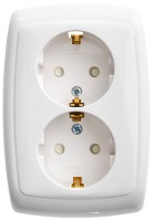 Розетка 2-м СП Рондо 16А IP20 250В без заземл. защ. шторки бел. SchE RS16-225-BI