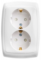 Розетка 2-м СП Рондо 16А IP20 250В с заземл. защ. шторки бел. SchE RS16-226-BI