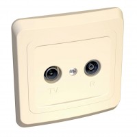 Розетка телевизионная оконечная TV/FM 1-м СП Этюд крем. SchE TVC-001K