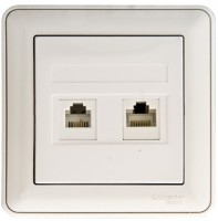 Розетка компьютерная + телефонная 2-м СП W59 RJ45 + RJ11 кат.5E 1А бел. SchE RSI-251TK5E-18 (РСИ-251ТК5Е-18)