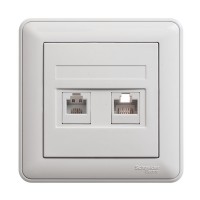 Розетка компьютерная + телефонная 2-м СП W59 RJ45 + RJ11 кат.5E 1А бел. SchE RSI-251TK5E-18 (РСИ-251ТК5Е-18)