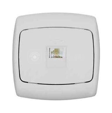 Розетка телефонная 1-м СП Рондо RJ11 бел. SchE RT-4S-BI (РТ-4С-би)