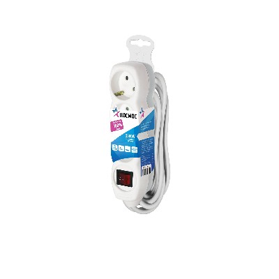 Удлинитель 3х3м с заземл. 10А IP20 ПВС 3х1 с выкл. КОСМОС YKsm3m-3g-Z-V(K)