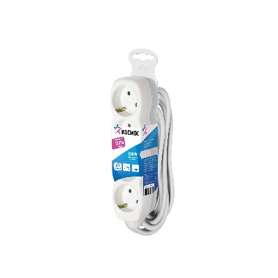 Удлинитель 4х3м пвс 3х1 с заземл. космос yksm3m-4g-z(k)
