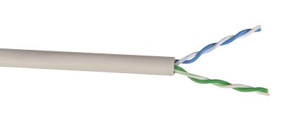 Кабель связи витая пара шпд u/utp 24awg кат.5е 2х2х0.48мм pvc solid (500м) сер. (м) itk bc1-c5e02-111