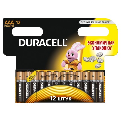 Элемент питания AAA/LR03-12BL Basic NEW (блист.12шт) Duracell Б0014520