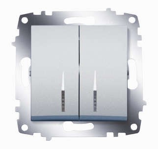 Механизм выключателя 2-кл. сп cosmo 10а ip20 с подсветкой алюм. abb 619-011000-203