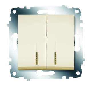 Механизм выключателя 2-кл. сп cosmo 10а ip20 с подсветкой крем. abb 619-010300-203