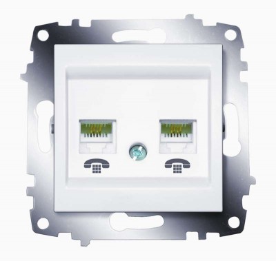 Механизм розетки телеф. 2-м cosmo rj11 + rj11 бел. abb 619-010200-222