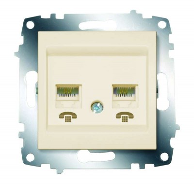 Механизм розетки телеф. 2-м cosmo rj11 + rj11 крем. abb 619-010300-222