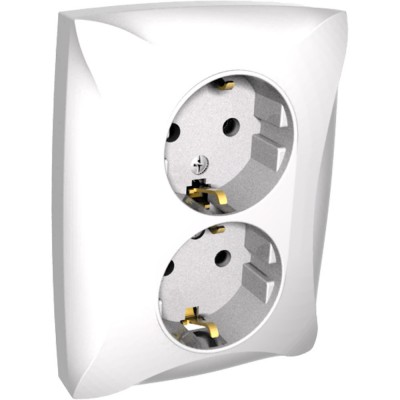 Розетка 2-м СП Дуэт 16А IP20 с заземл. бел. SchE WDE000124
