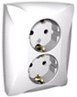 Розетка 2-м СП Дуэт 16А IP20 с заземл. бел. SchE WDE000124