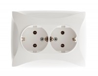 Розетка 2-м СП Дуэт 16А IP20 с заземл. бел. SchE WDE000124