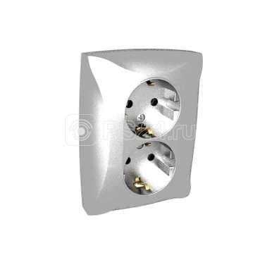 Розетка 2-м СП Дуэт 16А IP20 с заземл. серебр. SchE WDE000324