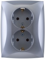 Розетка 2-м СП Дуэт 16А IP20 с заземл. серебр. SchE WDE000324
