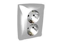 Розетка 2-м СП Дуэт 16А IP20 с заземл. серебр. SchE WDE000324