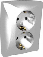 Розетка 2-м СП Дуэт 16А IP20 с заземл. серебр. SchE WDE000324