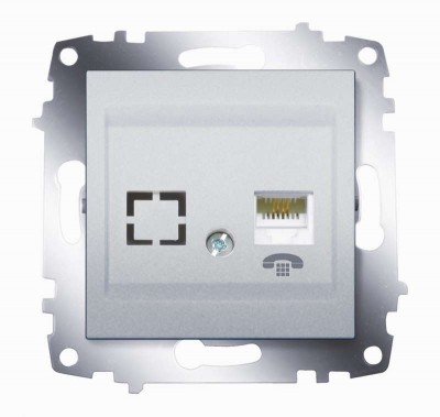 Механизм розетки телеф. 1-м cosmo (rj11 + гнездо) алюм. abb 619-011000-221