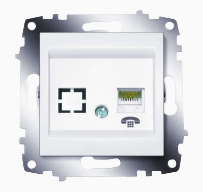 Механизм розетки телеф. 1-м cosmo (rj11 + гнездо) бел. abb 619-010200-221