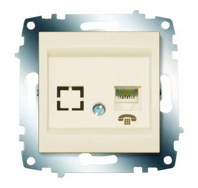 Механизм розетки телеф. 1-м cosmo (rj11 + гнездо) крем. abb 619-010300-221