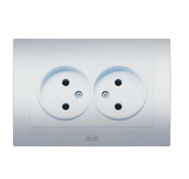 Розетка 2-м сп cosmo 16а ip20 без заземл. алюм. abb 632-011000-908