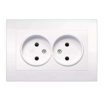 Розетка 2-м сп cosmo 16а ip20 без заземл. бел. abb 632-010200-908