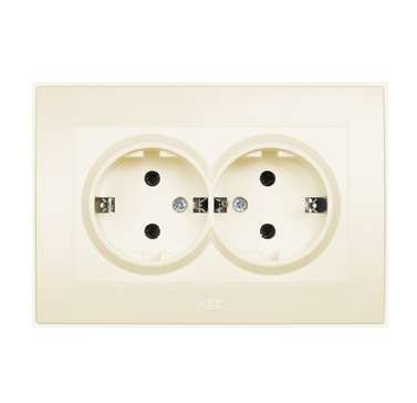 Розетка 2-м cosmo с заземл. крем. abb 632-010300-907