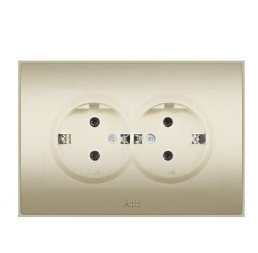 Розетка 2-м cosmo с заземл. титаниум abb 632-011400-907