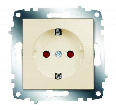 Механизм розетки 1-м cosmo защ. шторки с заземл. крем. abb 619-010300-243