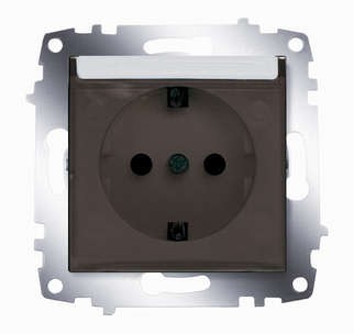 Механизм розетки 1-м cosmo с защ. крышкой с заземл. алюм. abb 619-011000-218