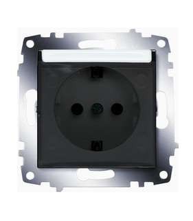 Механизм розетки 1-м cosmo с защ. крышкой с заземл. бел. abb 619-010200-218