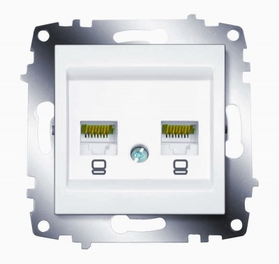 Механизм розетки комп. 2-м cosmo (rj45 cat.6 + rj45 cat.6) бел. abb 619-010200-248