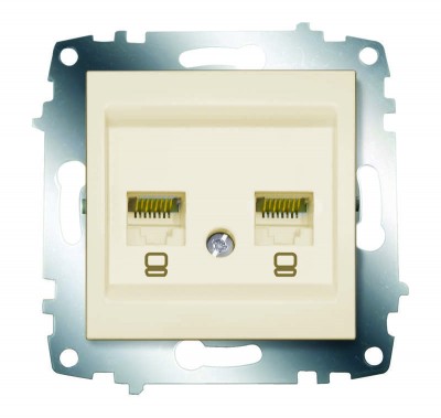 Механизм розетки комп. 2-м cosmo (rj45 cat.6 + rj45 cat.6) крем. abb 619-010300-248