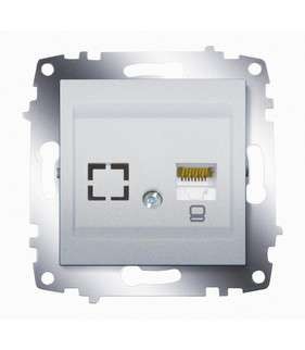 Механизм розетки комп. 1-м cosmo (rj45 cat.6 + гнездо) алюм. abb 619-011000-247