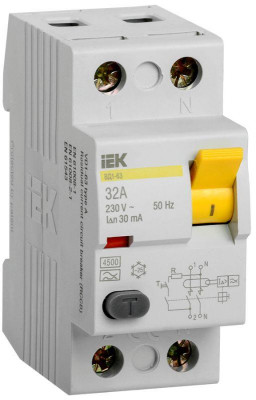 Выключатель дифференциального тока (УЗО) 2п 32А 30мА тип A ВД1-63 IEK MDV11-2-032-030