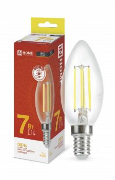 Лампа светодиодная LED-СВЕЧА-deco 7Вт свеча прозрачная 3000К тепл. бел. E14 810лм 230В IN HOME 4690612007601