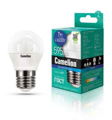 Лампа светодиодная LED7-G45/865/E27 7Вт 220В Camelion 12647