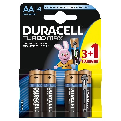 Элемент питания lr6-4bl turbo 3+1 бесплатно new (блист.4шт) duracell б0014048