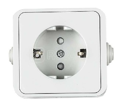 Розетка 1-м AQUA 3113 защ. шторки с заземл. п/герм. бел. ASD / IN HOME 4690612003450
