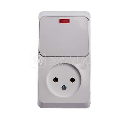 Блок ОП Этюд (1-м розетка без заземления + 1-кл. выкл. с подсвет.) бел. SchE BPA16-206B