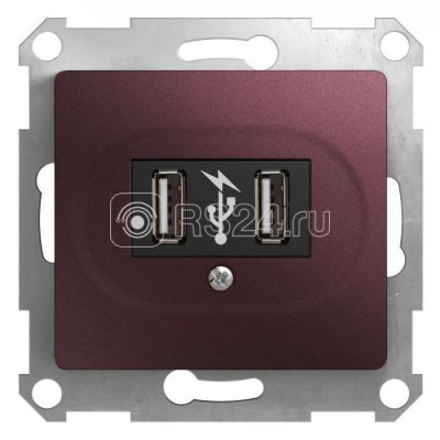 Розетка USB 2-м Glossa 5В 1400мА 2х5В 700мА механизм баклажан. SchE GSL001132