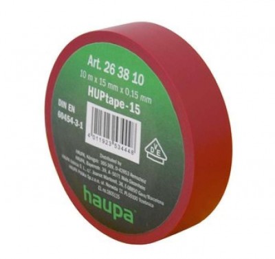 Изолента ПВХ 15мм (рул.10м) d60мм красн. HAUPA 263810