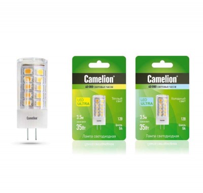 Лампа светодиодная led3.5-jc/845/g4 3.5вт 12в ac/dc camelion 12666