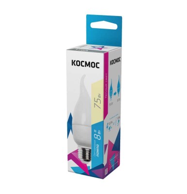 Лампа светодиодная LED cw 8вт 220в e27 3000к космос lksm_led8wcwe2730