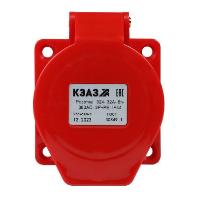 Розетка фланцевая 324 32А 380AC 3P+PE 6ч IP44 КЭАЗ 222760