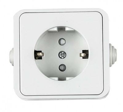 Розетка 1-м AQUA 3113 защ. шторки с заземл. п/герм. бел. ASD / IN HOME 4690612003450