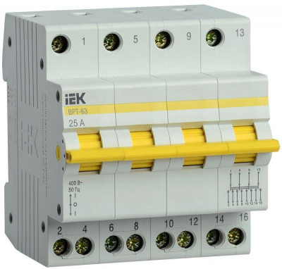 Выключатель-разъединитель трехпозиционный 4п ВРТ-63 25А IEK MPR10-4-025