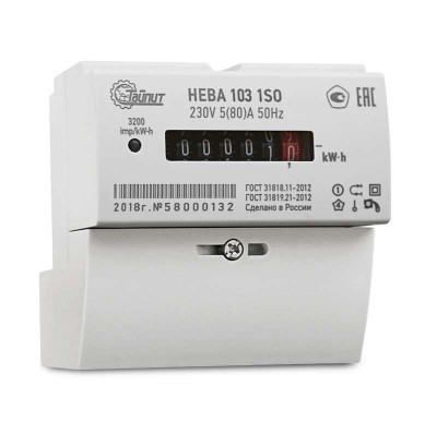 Счетчик НЕВА 103 1S0 1ф 5-60А 220В 1 класс точн. 1 тариф на DIN-рейку Тайпит 6121129
