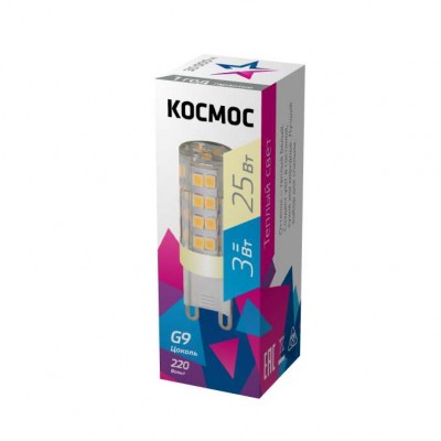 Лампа светодиодная LED 3вт 220в g9 3000к космос lksmled3wg9c3000pc