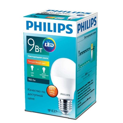 Лампа светодиодная ess ledbulb 9вт грушевидная 3000к e27 230в a60 rca philips 929001379087 / 871869673751400